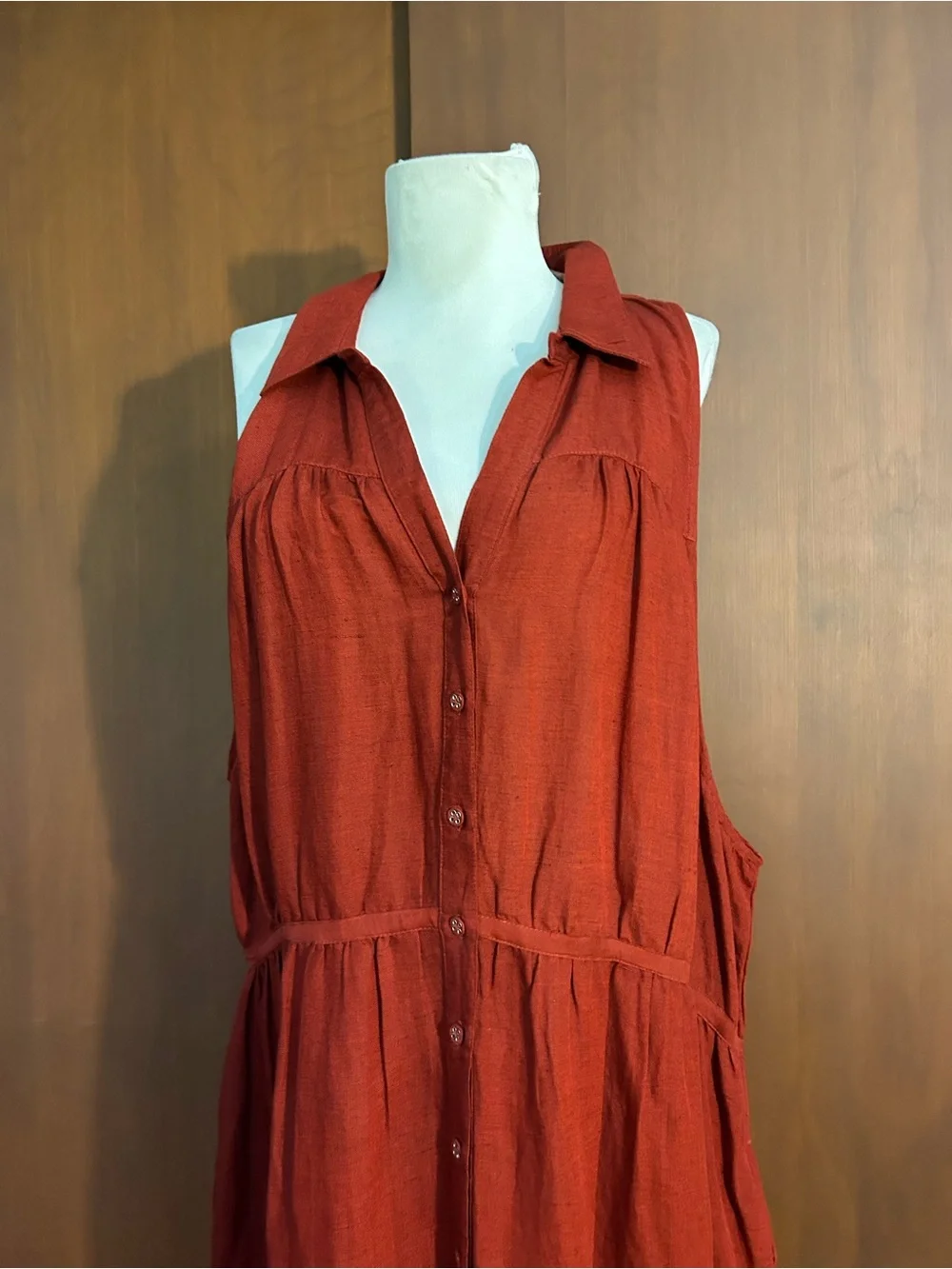 NWOT Sundance Sleeveless linen blend Rust Tiered Maxi Dress - Picture 8 of 9